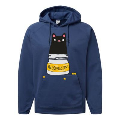 Black Cat Antidepressant  Morningstar Cute Kitten Paws Performance Fleece Hoodie