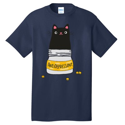 Black Cat Antidepressant  Morningstar Cute Kitten Paws Tall T-Shirt