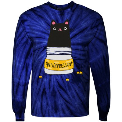 Black Cat Antidepressant  Morningstar Cute Kitten Paws Tie-Dye Long Sleeve Shirt