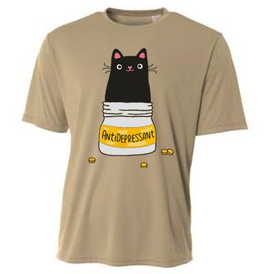 Black Cat Antidepressant  Morningstar Cute Kitten Paws Cooling Performance Crew T-Shirt