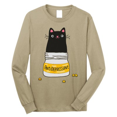 Black Cat Antidepressant  Morningstar Cute Kitten Paws Long Sleeve Shirt