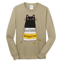 Black Cat Antidepressant  Morningstar Cute Kitten Paws Tall Long Sleeve T-Shirt