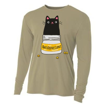 Black Cat Antidepressant  Morningstar Cute Kitten Paws Cooling Performance Long Sleeve Crew