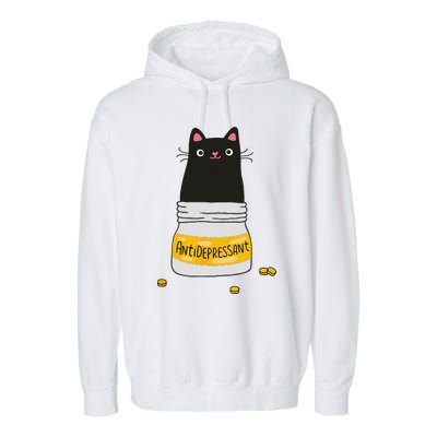 Black Cat Antidepressant  Morningstar Cute Kitten Paws Garment-Dyed Fleece Hoodie