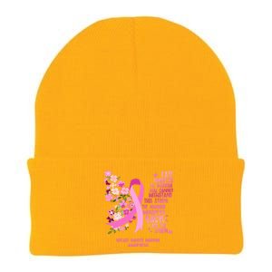 Breast Cancer Awareness Floral Ribbon Butterfly Knit Cap Winter Beanie