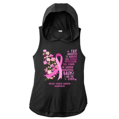 Breast Cancer Awareness Floral Ribbon Butterfly Ladies PosiCharge Tri-Blend Wicking Draft Hoodie Tank