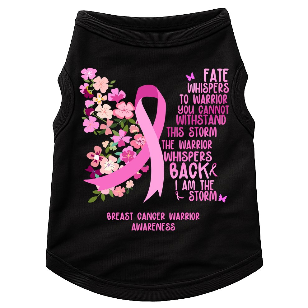 Breast Cancer Awareness Floral Ribbon Butterfly Doggie Tank