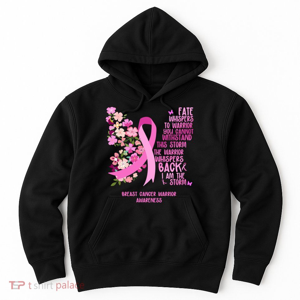 Breast Cancer Awareness Floral Ribbon Butterfly Hoodie