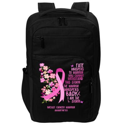 Breast Cancer Awareness Floral Ribbon Butterfly Impact Tech Backpack