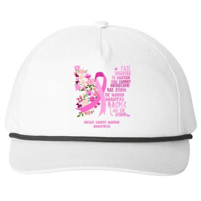 Breast Cancer Awareness Floral Ribbon Butterfly Snapback Five-Panel Rope Hat