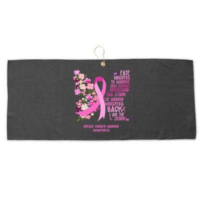 Breast Cancer Awareness Floral Ribbon Butterfly Large Microfiber Waffle Golf Towel