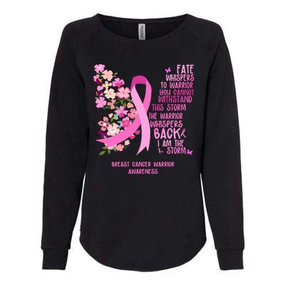 Breast Cancer Awareness Floral Ribbon Butterfly Womens California Wash Sweatshirt