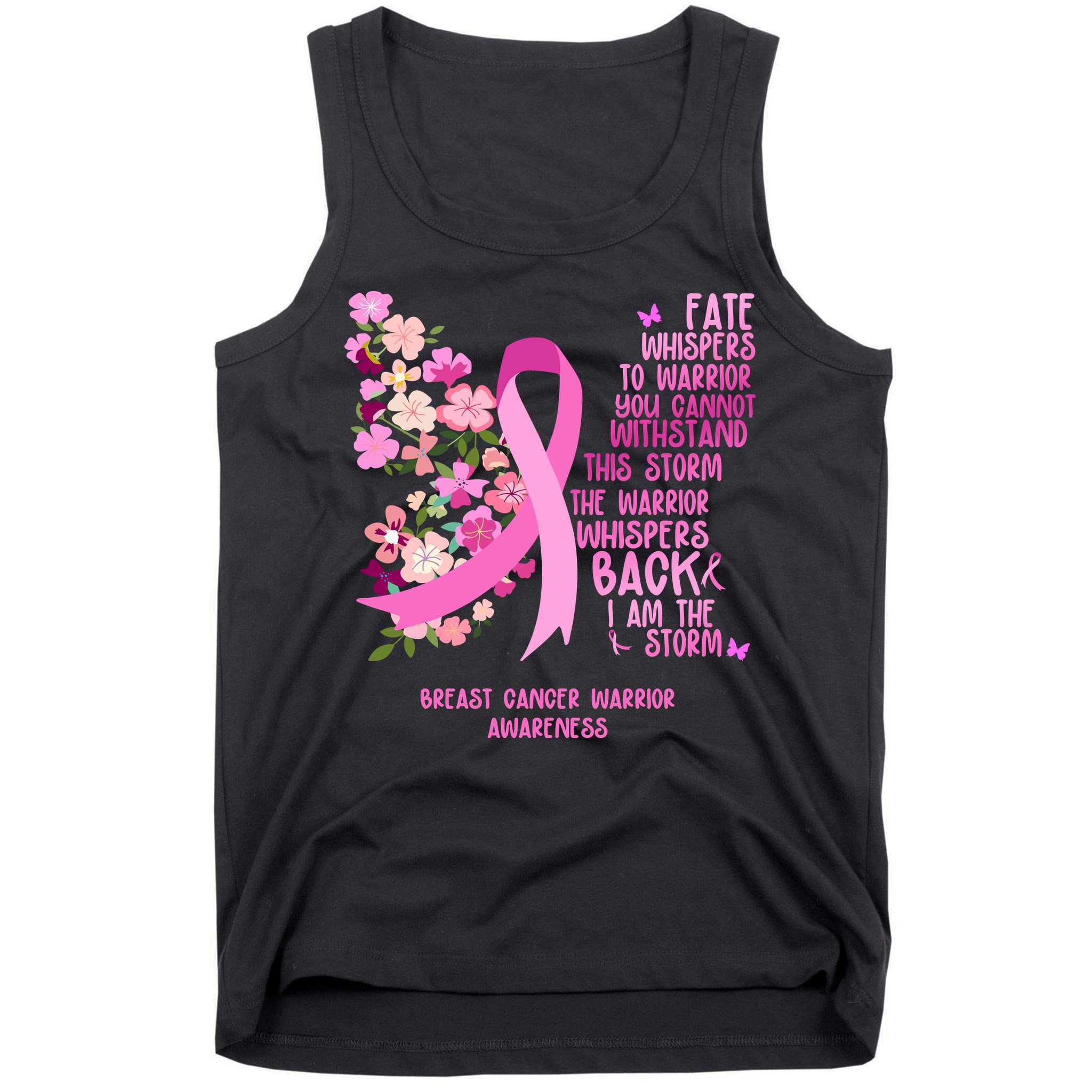 Breast Cancer Awareness Floral Ribbon Butterfly Tank Top