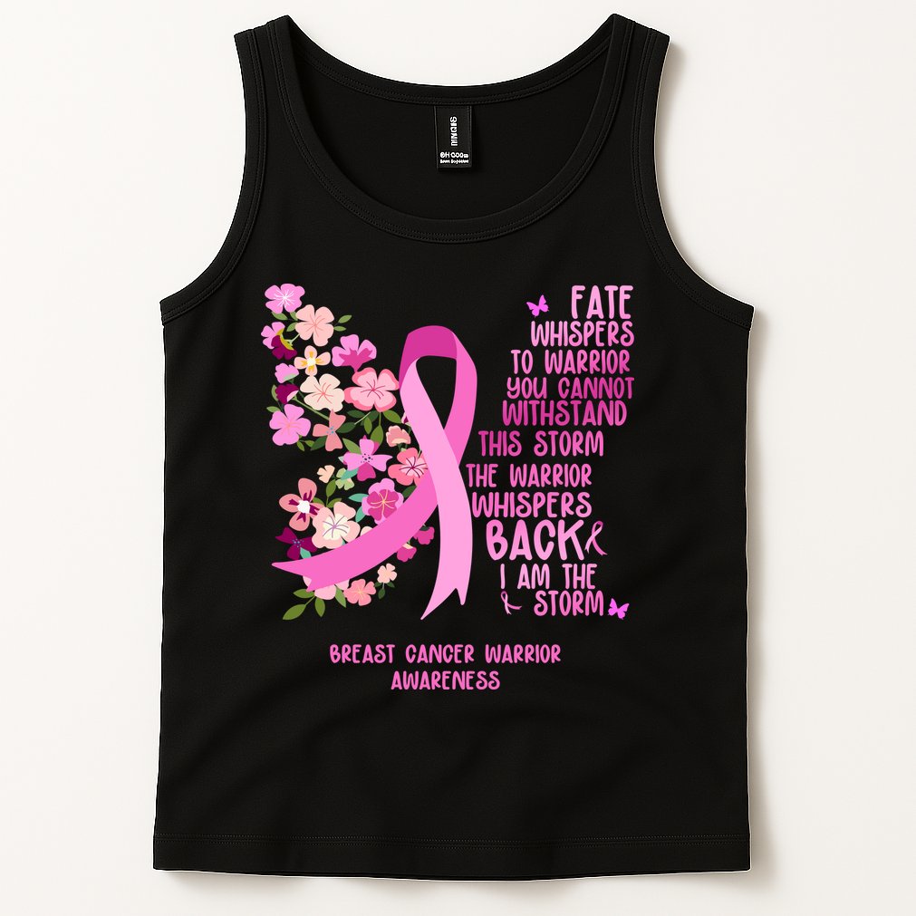 Breast Cancer Awareness Floral Ribbon Butterfly Tank Top