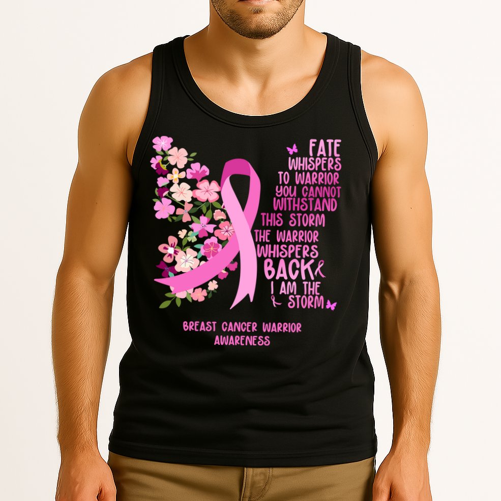 Breast Cancer Awareness Floral Ribbon Butterfly Tank Top