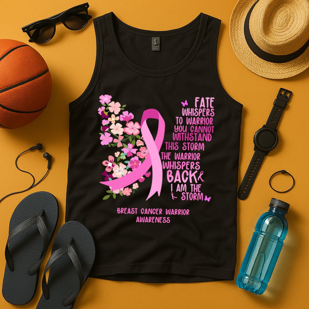Breast Cancer Awareness Floral Ribbon Butterfly Tank Top
