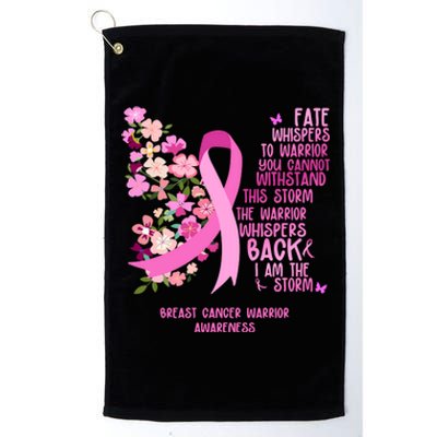 Breast Cancer Awareness Floral Ribbon Butterfly Platinum Collection Golf Towel