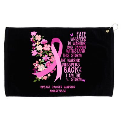 Breast Cancer Awareness Floral Ribbon Butterfly Grommeted Golf Towel