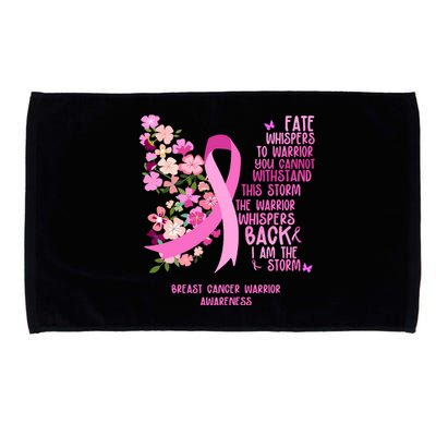 Breast Cancer Awareness Floral Ribbon Butterfly Microfiber Hand Towel