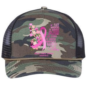 Breast Cancer Awareness Floral Ribbon Butterfly Retro Rope Trucker Hat Cap