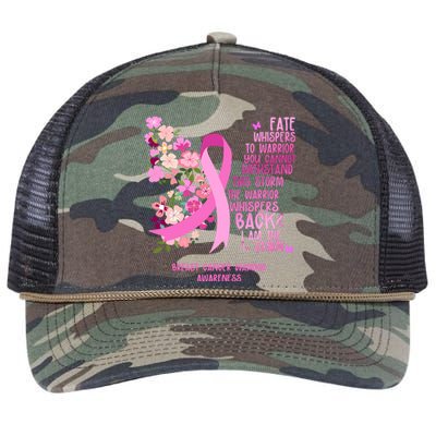 Breast Cancer Awareness Floral Ribbon Butterfly Retro Rope Trucker Hat Cap