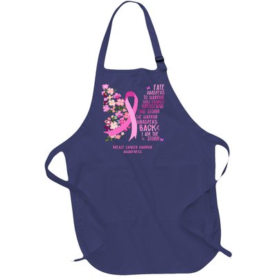 Breast Cancer Awareness Floral Ribbon Butterfly Full-Length Apron With Pockets