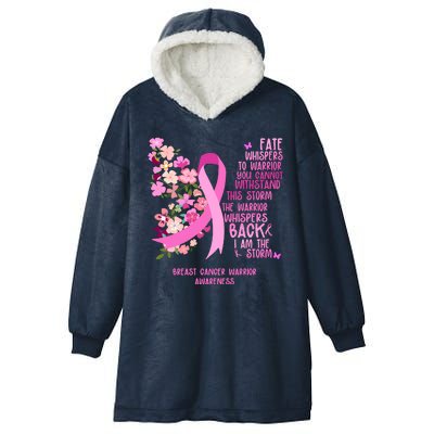 Breast Cancer Awareness Floral Ribbon Butterfly Hooded Wearable Blanket