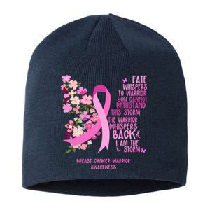 Breast Cancer Awareness Floral Ribbon Butterfly Sustainable Beanie