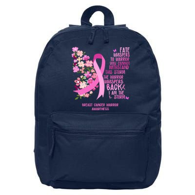 Breast Cancer Awareness Floral Ribbon Butterfly 16 in Basic Backpack