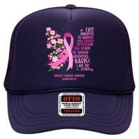 Breast Cancer Awareness Floral Ribbon Butterfly High Crown Mesh Back Trucker Hat