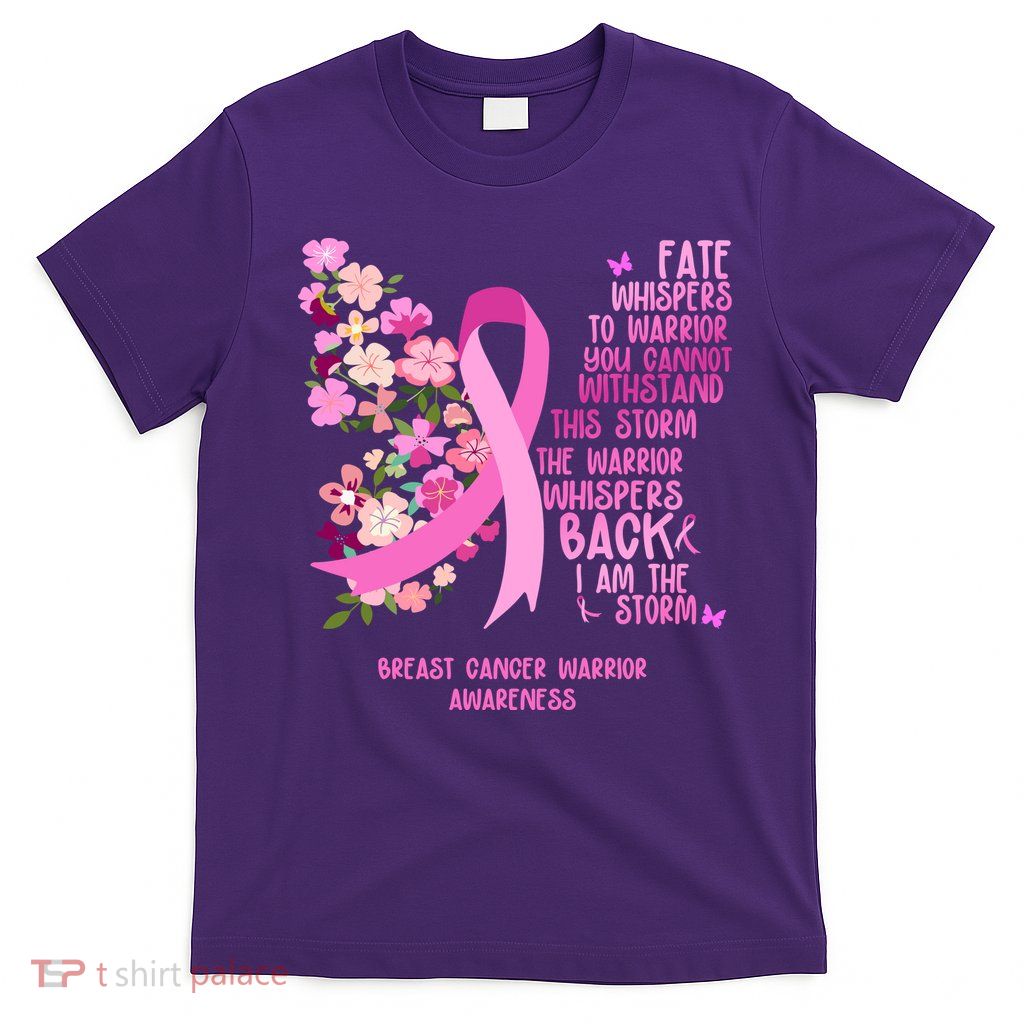 Breast Cancer Awareness Floral Ribbon Butterfly T-Shirt