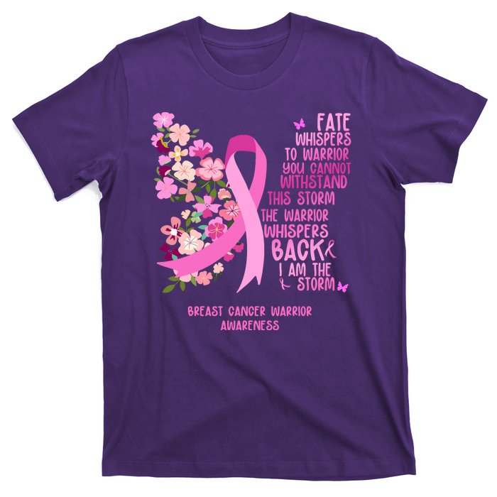 Breast Cancer Awareness Floral Ribbon Butterfly T-Shirt