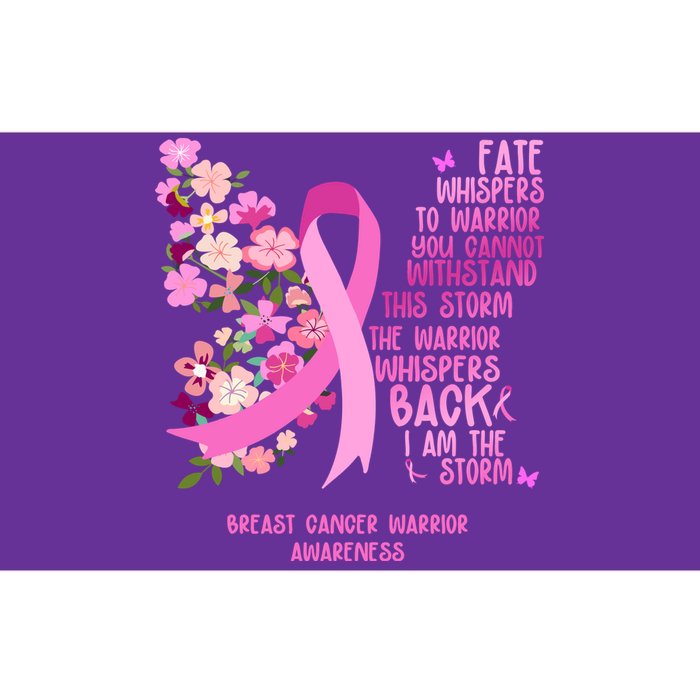 Breast Cancer Awareness Floral Ribbon Butterfly Bumper Sticker