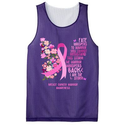 Breast Cancer Awareness Floral Ribbon Butterfly Mesh Reversible Basketball Jersey Tank