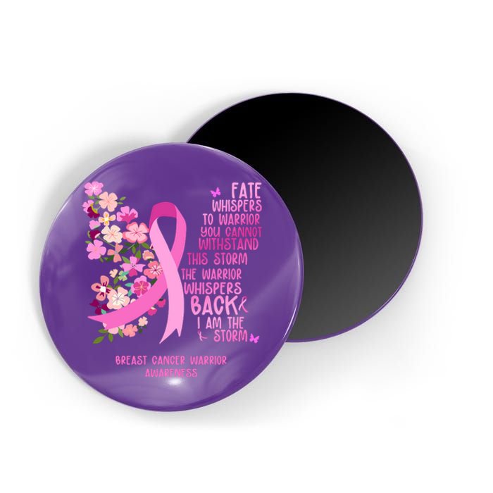 Breast Cancer Awareness Floral Ribbon Butterfly Magnet