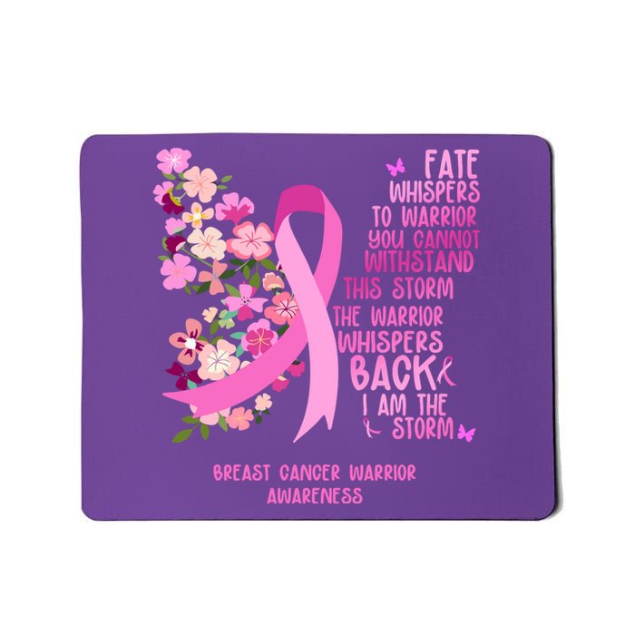 Breast Cancer Awareness Floral Ribbon Butterfly Mousepad