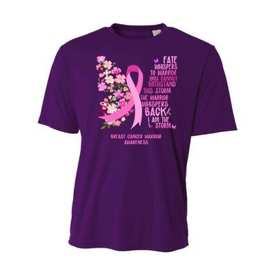Breast Cancer Awareness Floral Ribbon Butterfly Youth Performance Sprint T-Shirt