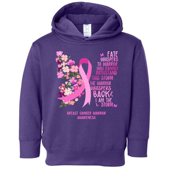 Breast Cancer Awareness Floral Ribbon Butterfly Toddler Hoodie