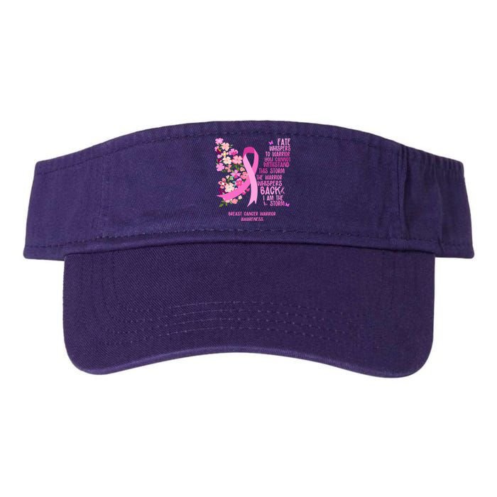 Breast Cancer Awareness Floral Ribbon Butterfly Valucap Bio-Washed Visor