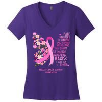 Breast Cancer Awareness Floral Ribbon Butterfly Women's V-Neck T-Shirt