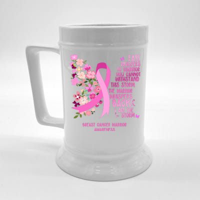 Breast Cancer Awareness Floral Ribbon Butterfly Beer Stein