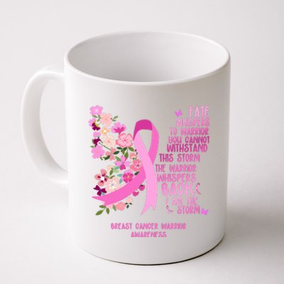 Breast Cancer Awareness Floral Ribbon Butterfly Coffee Mug