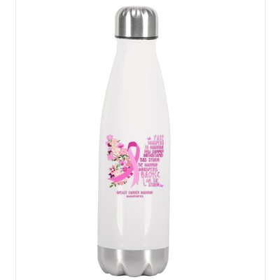 Breast Cancer Awareness Floral Ribbon Butterfly Stainless Steel Insulated Water Bottle