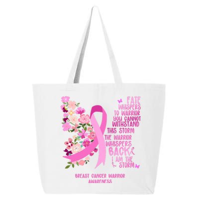 Breast Cancer Awareness Floral Ribbon Butterfly 25L Jumbo Tote