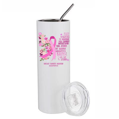 Breast Cancer Awareness Floral Ribbon Butterfly Stainless Steel Tumbler