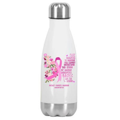 Breast Cancer Awareness Floral Ribbon Butterfly Stainless Steel Insulated Water Bottle