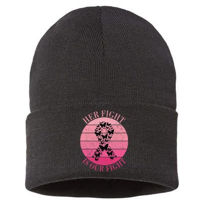 Breast Cancer Awareness Her Fight Is Our Fight Ribbon  Sustainable Knit Beanie