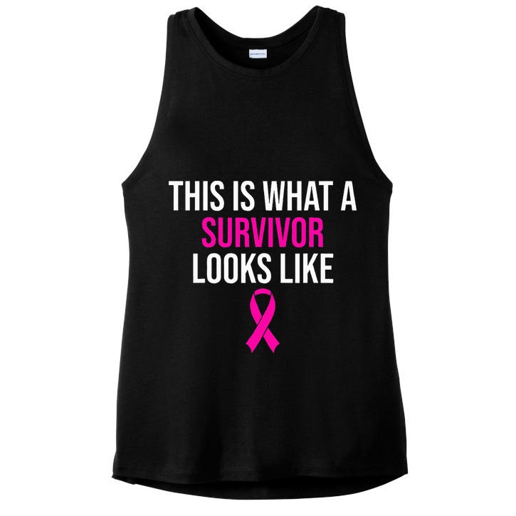 Breast Cancer Awareness Survivor Pink Ribbon Ladies PosiCharge Tri-Blend Wicking Tank