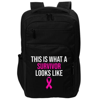 Breast Cancer Awareness Survivor Pink Ribbon Impact Tech Backpack