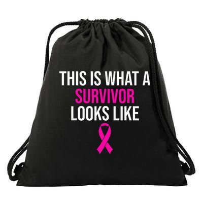 Breast Cancer Awareness Survivor Pink Ribbon Drawstring Bag